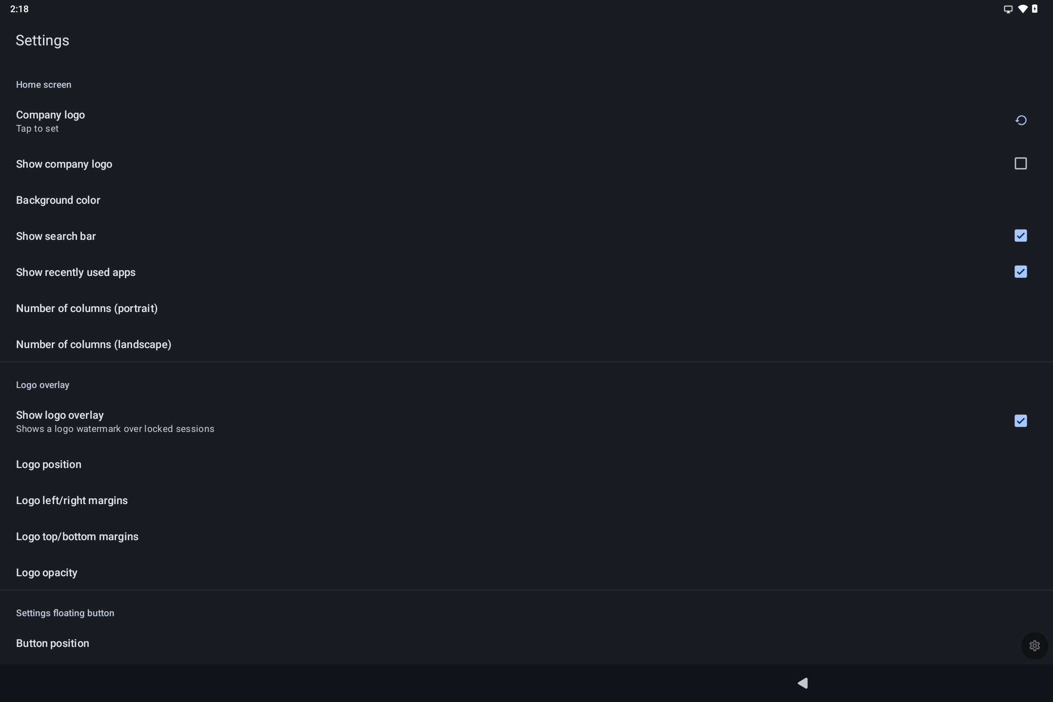 Appearance settings